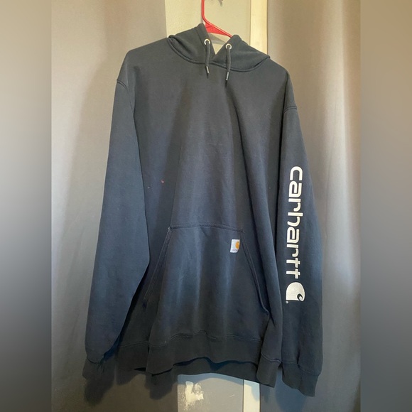 Carhartt Dark Blue Hoodie with Sleeve Logo Original Fit XL Tall - Picture 1 of 6